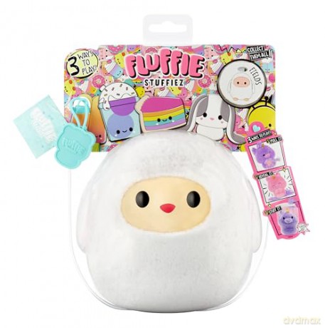 Fluffie Stuffiez Small Collectible Plush - Sheep - Surprise Reveal Unboxing -Huggable Ultra Fluff DIY Plush from the Fields Family - Tactile Play and Fidget - For Kids Ages 4+
