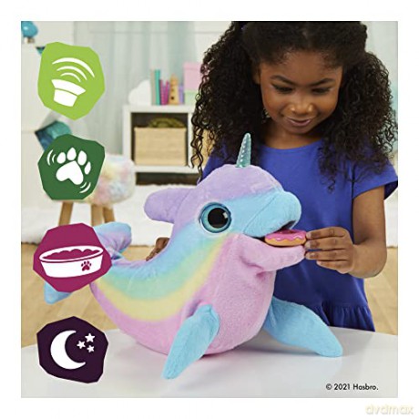 FurReal Wavy the Narwhal Interactive Animatronic Plush Toy, Electronic Pet, 80+ Sounds and Reactions, Rainbow Plush, Ages 4 and Up