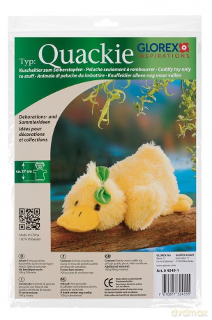 GLOREX Cuddly Toy Duck Quakie 27 cm for Stuffing yourself, Miscellaneous, Multicoloured, 34 x 24 x 4.5 cm