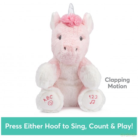 GUND Baby Alora the Unicorn Animated Plush, Singing Stuffed Animal Sensory Toy, Sings ABC Song and 123 Counting Song, Pink, 11"