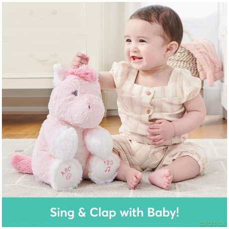 GUND Baby Alora the Unicorn Animated Plush, Singing Stuffed Animal Sensory Toy, Sings ABC Song and 123 Counting Song, Pink, 11"