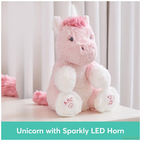 GUND Baby Alora the Unicorn Animated Plush, Singing Stuffed Animal Sensory Toy, Sings ABC Song and 123 Counting Song, Pink, 11"