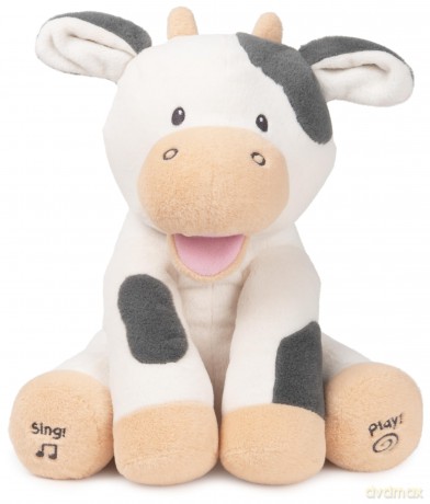 GUND Baby Buttermilk the Cow Animated Plush, Singing Stuffed Animal Sensory Toy, Sings Old MacDonald and Teaches Animal Sounds, Cream/Grey, 12"