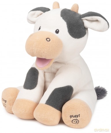 GUND Baby Buttermilk the Cow Animated Plush, Singing Stuffed Animal Sensory Toy, Sings Old MacDonald and Teaches Animal Sounds, Cream/Grey, 12"