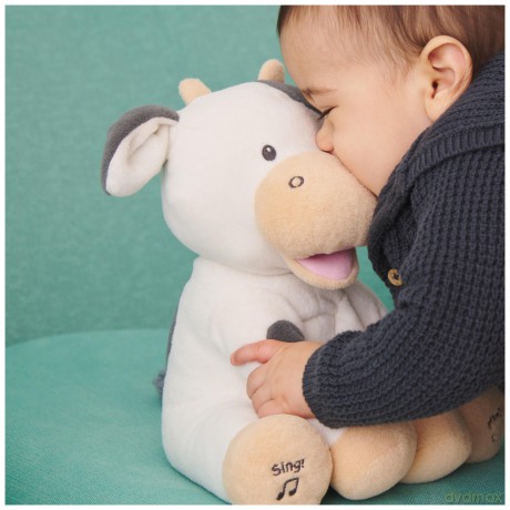 GUND Baby Buttermilk the Cow Animated Plush, Singing Stuffed Animal Sensory Toy, Sings Old MacDonald and Teaches Animal Sounds, Cream/Grey, 12"