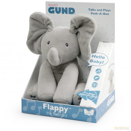 GUND Flappy Elephant Interactive Plush Toy | Sing and Speaking in Italian | Moves Ears | 12" Plush Toy | Soft Toy for Children from 10 Months