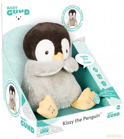 GUND Kissy the Penguin - Sings, Speaks and Throws Kisses, Language Optionally Adjustable in German or Italian, from 10 Months