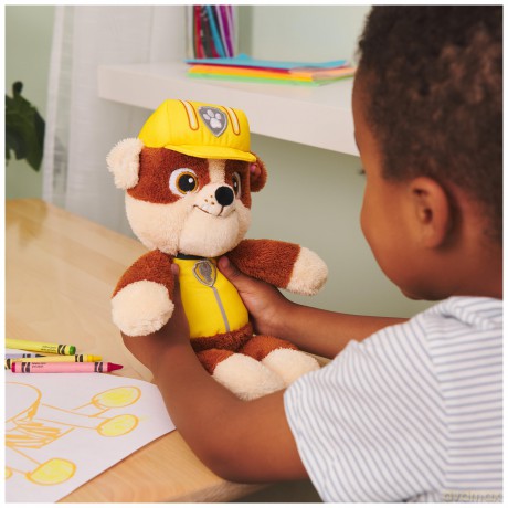 GUND PAW Patrol Official Rubble Take-Along Buddy Plush Toy, Premium Stuffed Animal for Ages 1 and Up, Yellow/Brown, 33.02cm