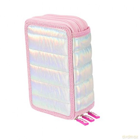 Girabrilla Nice Group Unicorn Pencil Case with 3 Compartments for Children, Duvet Effect, Pink
