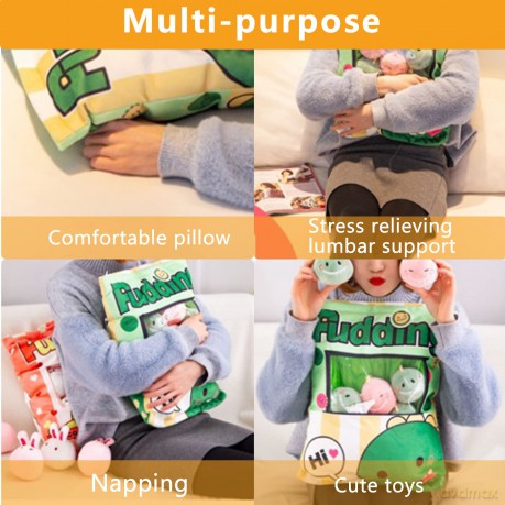 HICAS Cute Snack Pillow Stuffed Animal Toys,Kawaii Cute Plush Doll Cushion,Pudding Decorative Removable Kitty Cat Dolls Creative Toy Birthday for Teens Girls Kids (Bear)