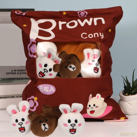 HICAS Cute Snack Pillow Stuffed Animal Toys,Kawaii Cute Plush Doll Cushion,Pudding Decorative Removable Kitty Cat Dolls Creative Toy Birthday for Teens Girls Kids (Bear)