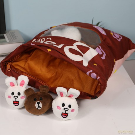 HICAS Cute Snack Pillow Stuffed Animal Toys,Kawaii Cute Plush Doll Cushion,Pudding Decorative Removable Kitty Cat Dolls Creative Toy Birthday for Teens Girls Kids (Bear)