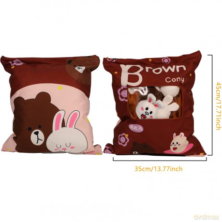 HICAS Cute Snack Pillow Stuffed Animal Toys,Kawaii Cute Plush Doll Cushion,Pudding Decorative Removable Kitty Cat Dolls Creative Toy Birthday for Teens Girls Kids (Bear)