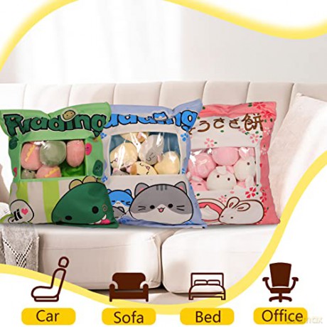 HICAS Cute Snack Pillow Stuffed Animal Toys,Kawaii Cute Plush Doll Cushion,Pudding Decorative Removable Kitty Cat Dolls Creative Toy Birthday for Teens Girls Kids (Dog)
