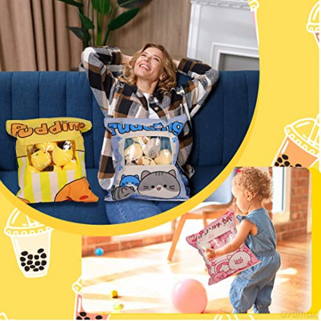 HICAS Cute Snack Pillow Stuffed Animal Toys,Kawaii Cute Plush Doll Cushion,Pudding Decorative Removable Kitty Cat Dolls Creative Toy Birthday for Teens Girls Kids (Dog)