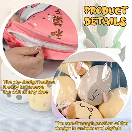 HICAS Cute Snack Pillow Stuffed Animal Toys,Kawaii Cute Plush Doll Cushion,Pudding Decorative Removable Kitty Cat Dolls Creative Toy Birthday for Teens Girls Kids (Dog)