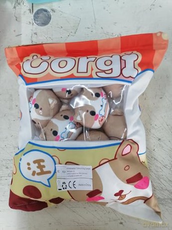HICAS Cute Snack Pillow Stuffed Animal Toys,Kawaii Cute Plush Doll Cushion,Pudding Decorative Removable Kitty Cat Dolls Creative Toy Birthday for Teens Girls Kids (Dog)