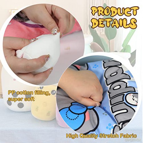 HICAS Cute Snack Pillow Stuffed Animal Toys,Kawaii Cute Plush Doll Cushion,Pudding Decorative Removable Kitty Cat Dolls Creative Toy Birthday for Teens Girls Kids (Dog)