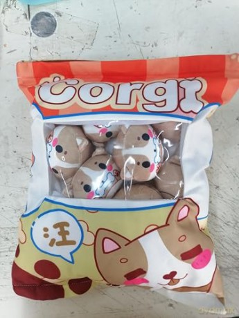 HICAS Cute Snack Pillow Stuffed Animal Toys,Kawaii Cute Plush Doll Cushion,Pudding Decorative Removable Kitty Cat Dolls Creative Toy Birthday for Teens Girls Kids (Dog)