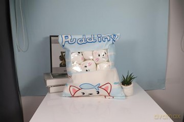 HICAS Cute Snack Pillow Stuffed Animal Toys,Kawaii Cute Plush Doll Cushion,Pudding Decorative Removable Kitty Cat Dolls Creative Toy Birthday for Teens Girls Kids (White Cat)