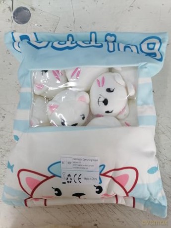 HICAS Cute Snack Pillow Stuffed Animal Toys,Kawaii Cute Plush Doll Cushion,Pudding Decorative Removable Kitty Cat Dolls Creative Toy Birthday for Teens Girls Kids (White Cat)