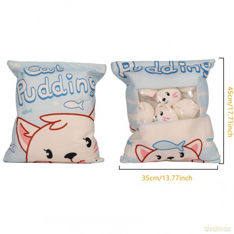 HICAS Cute Snack Pillow Stuffed Animal Toys,Kawaii Cute Plush Doll Cushion,Pudding Decorative Removable Kitty Cat Dolls Creative Toy Birthday for Teens Girls Kids (White Cat)