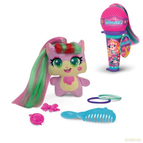 Hamstars Micro Popstar, collectable plush, with 5 hidden hair play accessories inside. Assortment of 4 (each sold separately) - styles selected at random