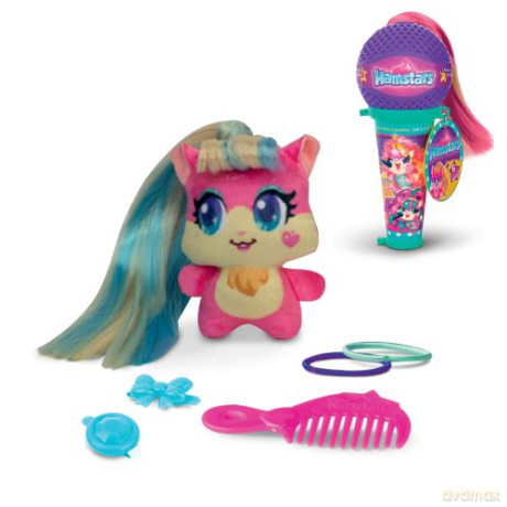 Hamstars Micro Popstar, collectable plush, with 5 hidden hair play accessories inside. Assortment of 4 (each sold separately) - styles selected at random