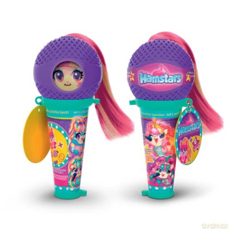 Hamstars Micro Popstar, collectable plush, with 5 hidden hair play accessories inside. Assortment of 4 (each sold separately) - styles selected at random