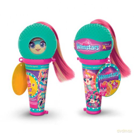 Hamstars Micro Popstar, collectable plush, with 5 hidden hair play accessories inside. Assortment of 4 (each sold separately) - styles selected at random