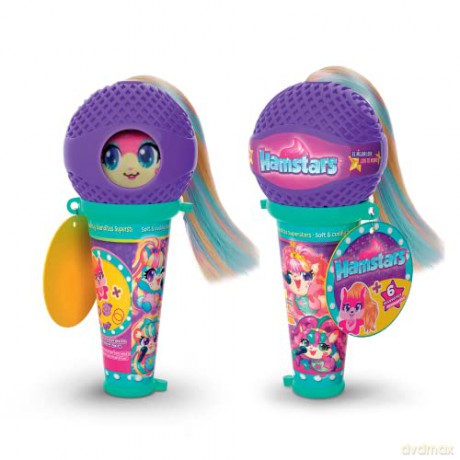 Hamstars Micro Popstar, collectable plush, with 5 hidden hair play accessories inside. Assortment of 4 (each sold separately) - styles selected at random