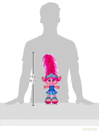 Hasbro part_B084PTVJ6J DreamWorks Trolls World Tour Dance Poppy, Interactive, Talking and Singing Doll with Moving Hair, for Girls and Boys from 4 Years, Multi-Coloured