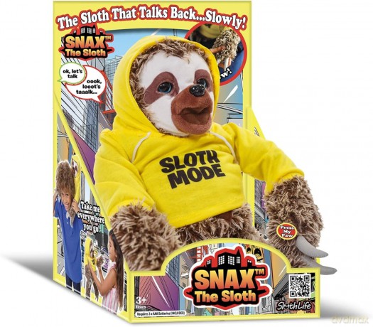 John Adams 577 10927 EA Snax The Sloth, Yellow,25.4 x 20.5 x 35.5 centimeters