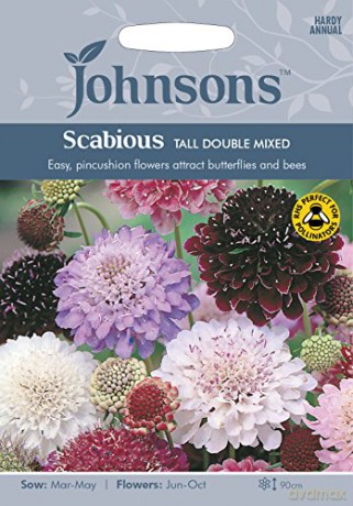 Johnsons 19477 Flower Seeds, SCABIOUS Tall Double Mixed