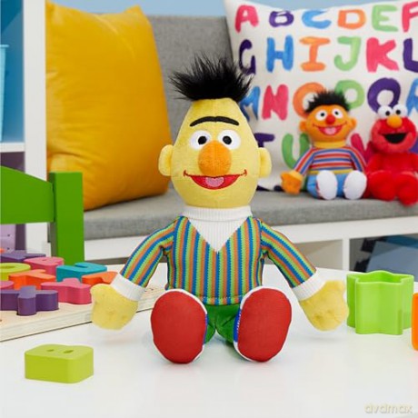 Just Play Sesame Street Friends 8-inch Bert Sustainable Plush Stuffed Toy, Kids Toys for Ages 2 Up
