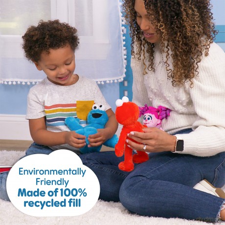 Just Play Sesame Street Friends 8-inch Elmo Sustainable Plush Stuffed Animal, Kids Toys for Ages 18 Month