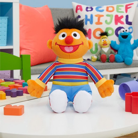 Just Play Sesame Street Friends 8-inch Ernie Sustainable Plush Stuffed Toy, Kids Toys for Ages 18 Month
