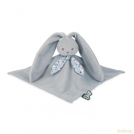 Kaloo - Lapinoo - Blue Bunny Comforter - Baby Plush - Square: 30 x 30 cm - Bi-Material Ultra-Soft Viscose and Corduroy - Gift Box - 0 Months +, K218003