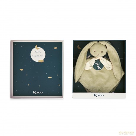 Kaloo - Lapinoo - Green Bunny Comforter - Baby Plush - Square: 30 x 30 cm - Bi-Material Ultra-Soft Viscose and Corduroy - Gift Box - 0 Months +, K218016