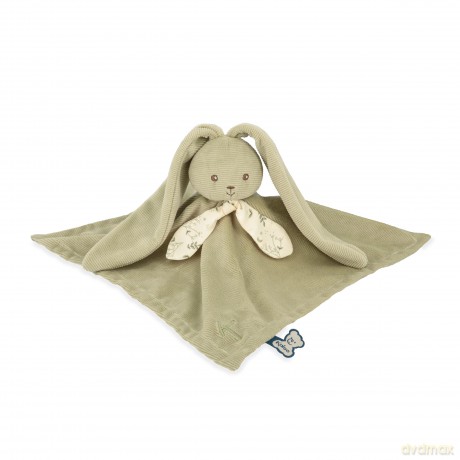 Kaloo - Lapinoo - Green Bunny Comforter - Baby Plush - Square: 30 x 30 cm - Bi-Material Ultra-Soft Viscose and Corduroy - Gift Box - 0 Months +, K218016