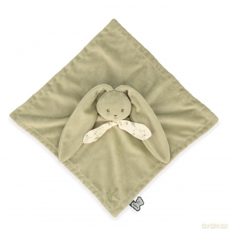 Kaloo - Lapinoo - Green Bunny Comforter - Baby Plush - Square: 30 x 30 cm - Bi-Material Ultra-Soft Viscose and Corduroy - Gift Box - 0 Months +, K218016