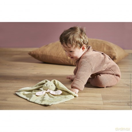 Kaloo - Lapinoo - Green Bunny Comforter - Baby Plush - Square: 30 x 30 cm - Bi-Material Ultra-Soft Viscose and Corduroy - Gift Box - 0 Months +, K218016