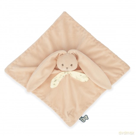 Kaloo - Lapinoo - Peach Bunny Comforter - Baby Plush - Square: 30 x 30 cm - Bi-Material Ultra-Soft Viscose and Corduroy - Gift Box - 0 Months +, K218017