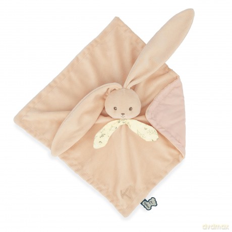 Kaloo - Lapinoo - Peach Bunny Comforter - Baby Plush - Square: 30 x 30 cm - Bi-Material Ultra-Soft Viscose and Corduroy - Gift Box - 0 Months +, K218017