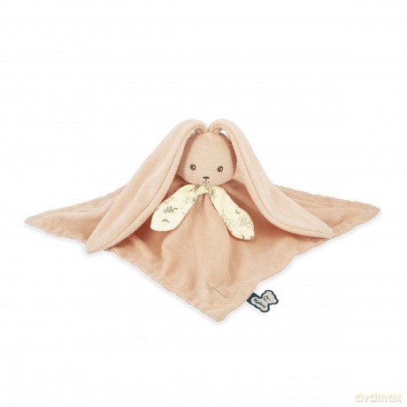 Kaloo - Lapinoo - Peach Bunny Comforter - Baby Plush - Square: 30 x 30 cm - Bi-Material Ultra-Soft Viscose and Corduroy - Gift Box - 0 Months +, K218017