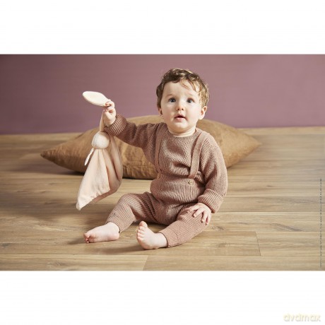 Kaloo - Lapinoo - Peach Bunny Comforter - Baby Plush - Square: 30 x 30 cm - Bi-Material Ultra-Soft Viscose and Corduroy - Gift Box - 0 Months +, K218017