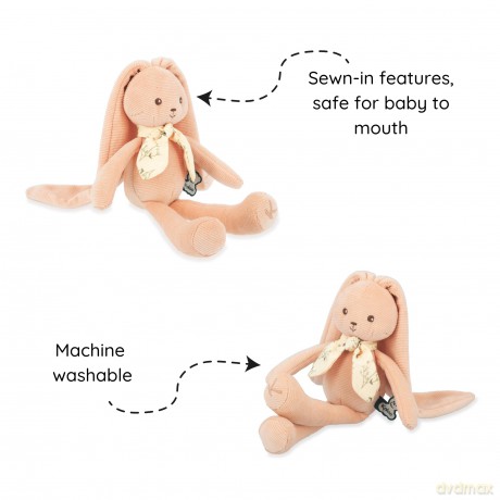 Kaloo - Lapinoo - Peach Rabbit Doll - Baby's Small Corduroy Plush - 25 cm - Ultra-Soft Material - Gift Box - 0 Months +, K218015