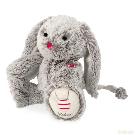 Kaloo - Rouge 31 cm Prestige Grey Léo the Rabbit Musical Plush - Soft-Furred Soft Toy - Big-Eared Rabbit Plush - "Toyland" Melody - Weighted Legs - 0 Months +, K223005