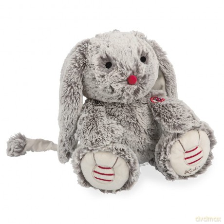 Kaloo - Rouge 31 cm Prestige Grey Léo the Rabbit Musical Plush - Soft-Furred Soft Toy - Big-Eared Rabbit Plush - "Toyland" Melody - Weighted Legs - 0 Months +, K223005