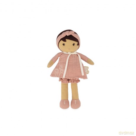 Kaloo - Tendresse - Amandine - My 1st Soft Doll - 25 cm Fabric - Pink Muslin Dress - Olive Skin - Pretty Gift Box and Customisable Ribbon - 0 Months +, K200004, MEDIUM